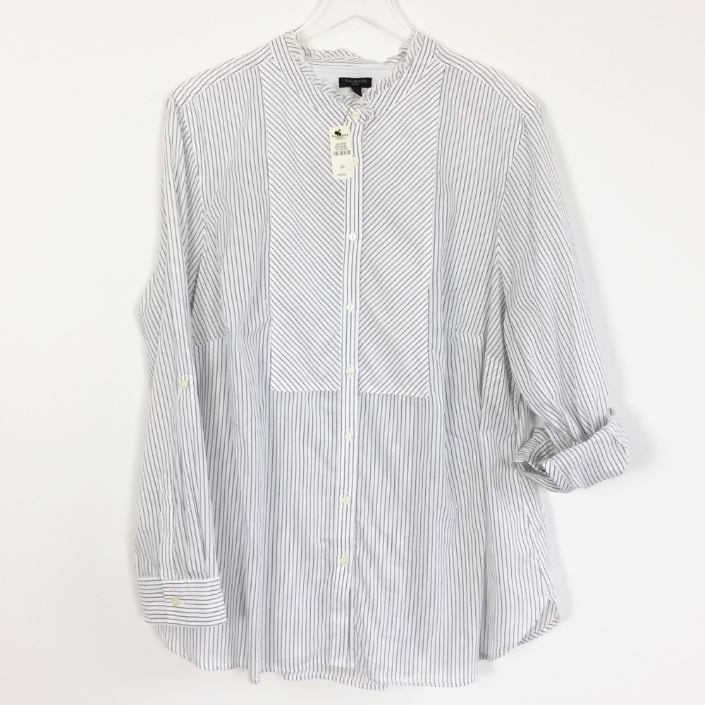 NEW NWT Talbots stripe popover tab sleeve top 2X